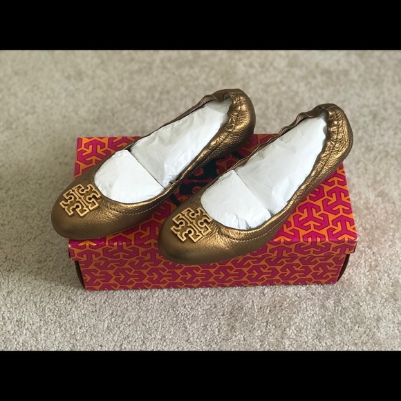 💕💕Tory Burch Melina Ballet-Bronze TumbledLeather - Picture 3 of 8